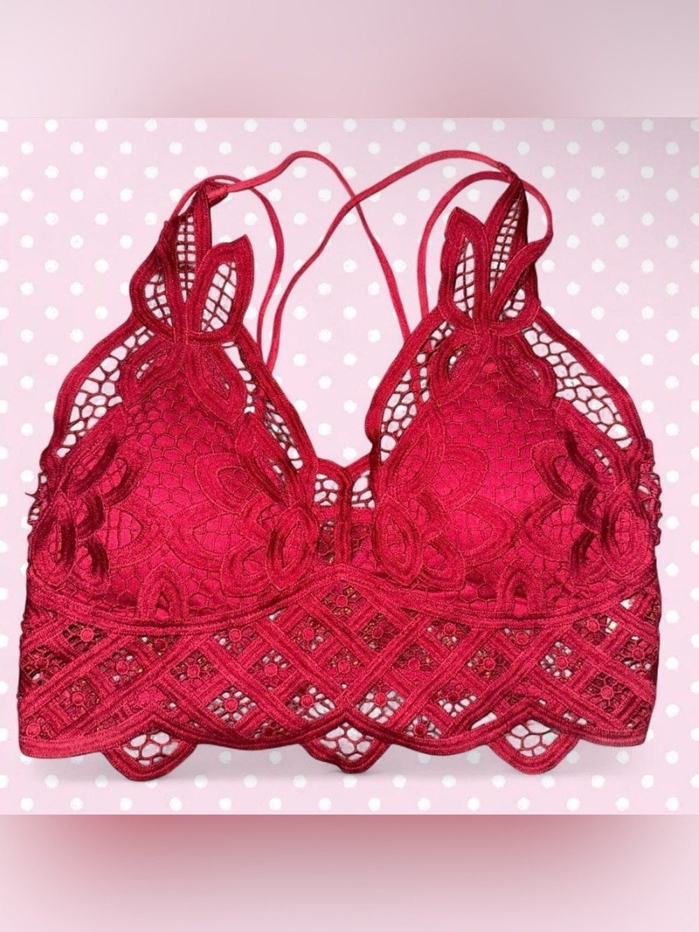 SHEIN Red Lace Crochet Bralette